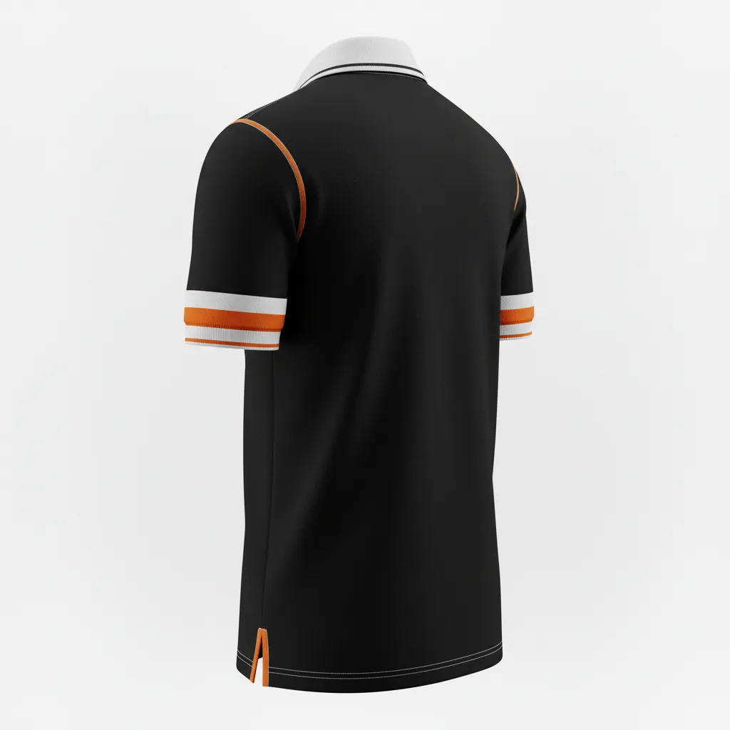 Custom Rugby Polo Shirt - Orange, White - All Blacks - Back View - Kinexa Sportswear