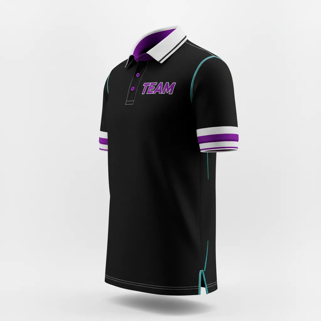 Custom Rugby Polo Shirt - Purple, White - All Blacks - Side View - Kinexa Sportswear