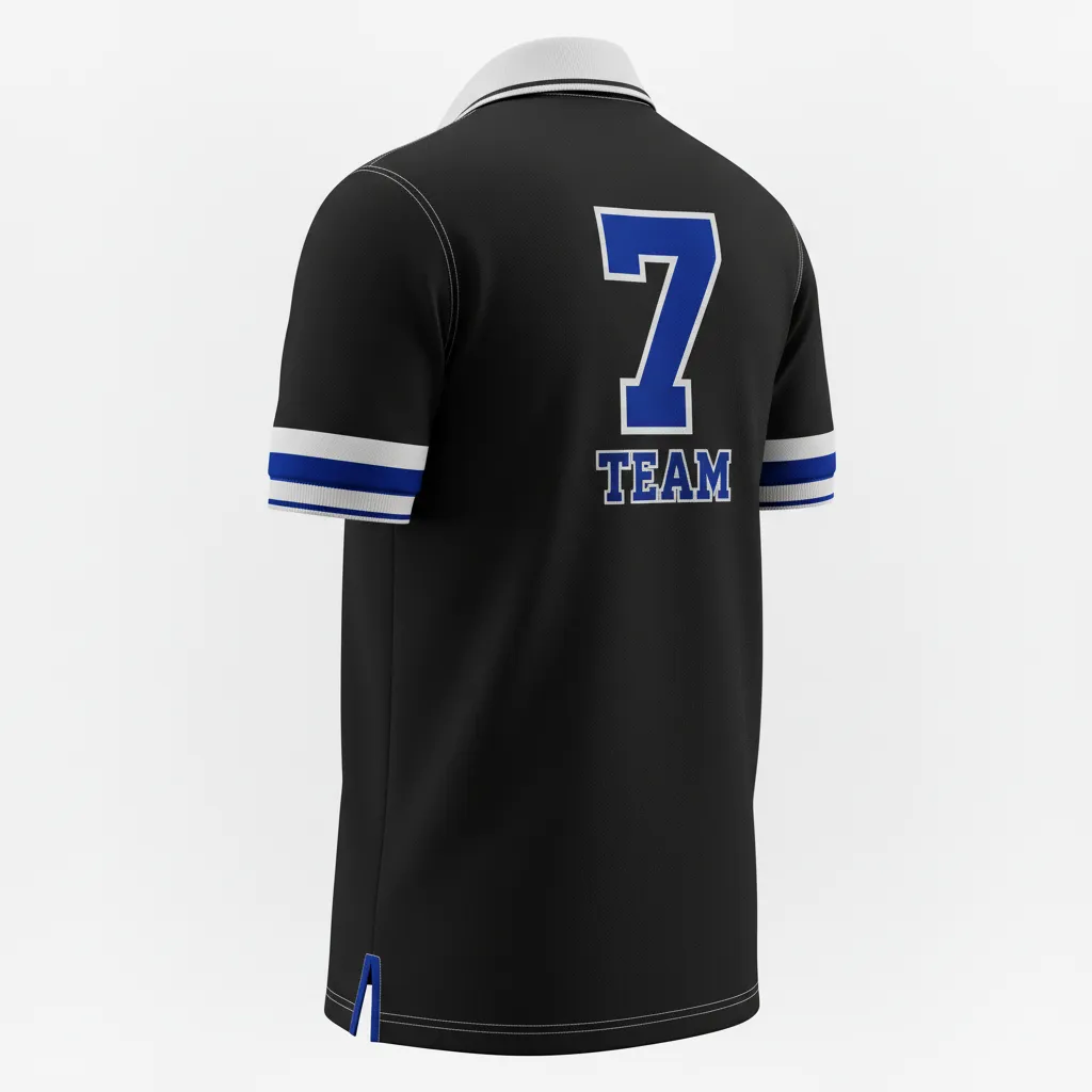 Custom Rugby Polo Shirt - Blue, White - All Blacks Royal - Back View - Kinexa Sportswear