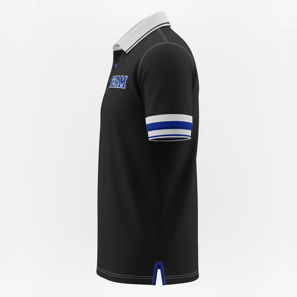 Custom Rugby Polo Shirt - Blue, White - All Blacks Royal - Side View - Kinexa Sportswear