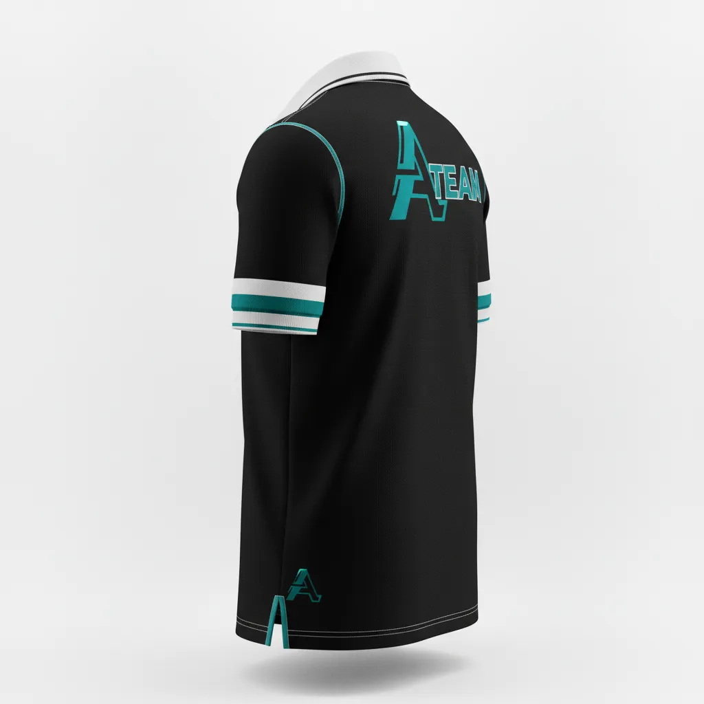 Custom Rugby Polo Shirt - Teal, White - All Blacks - Back View - Kinexa Sportswear