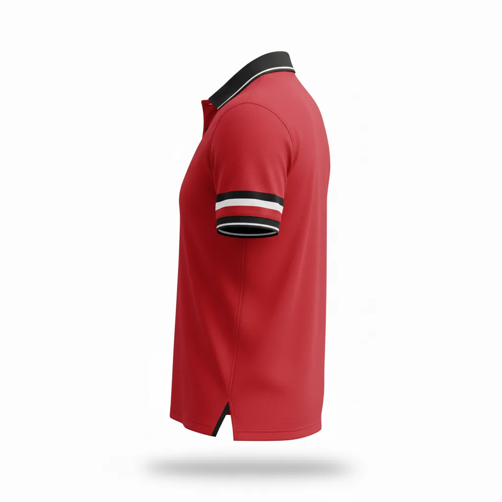 Custom Rugby Polo Shirt - Red, White - Athletic All Blacks - Back View - Kinexa Sportswear