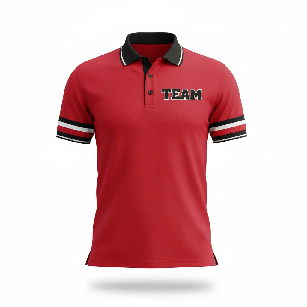 Custom Rugby Polo Shirt - Red, White - Athletic All Blacks - Front View - Kinexa Sportswear