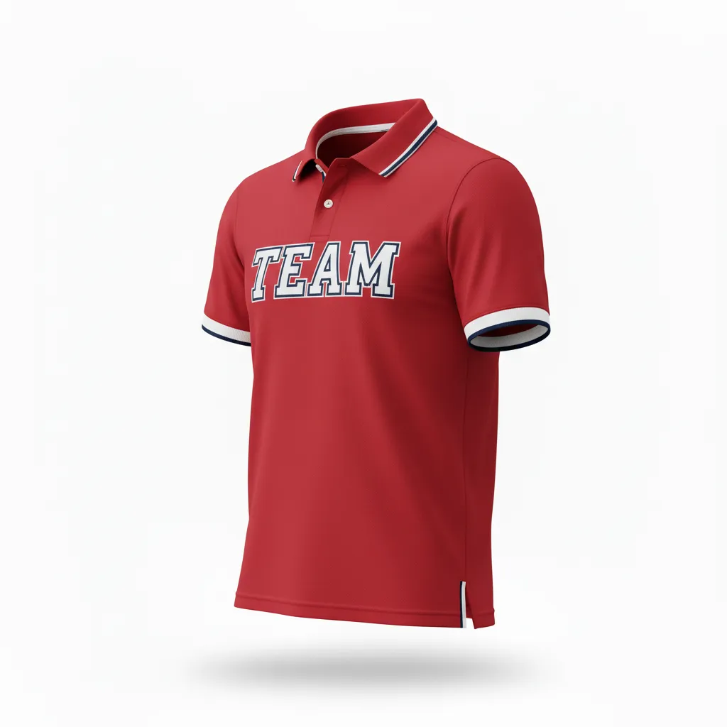 Custom Rugby Polo Shirt - Red, White, Navy - Athletic - Front View - Kinexa Sportswear