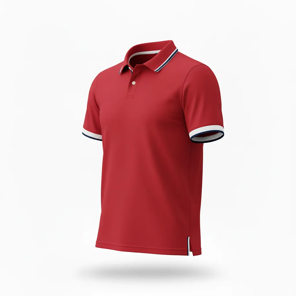 Custom Rugby Polo Shirt - Red, White, Navy - Athletic - Side View - Kinexa Sportswear