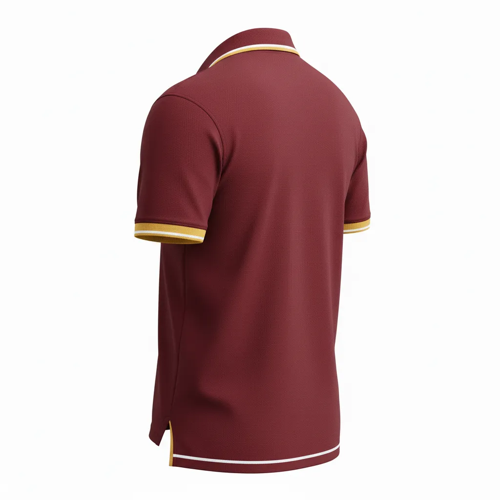 Custom Rugby Polo Shirt - Burgundy, Gold, White - Vegas - Back View - Kinexa Sportswear