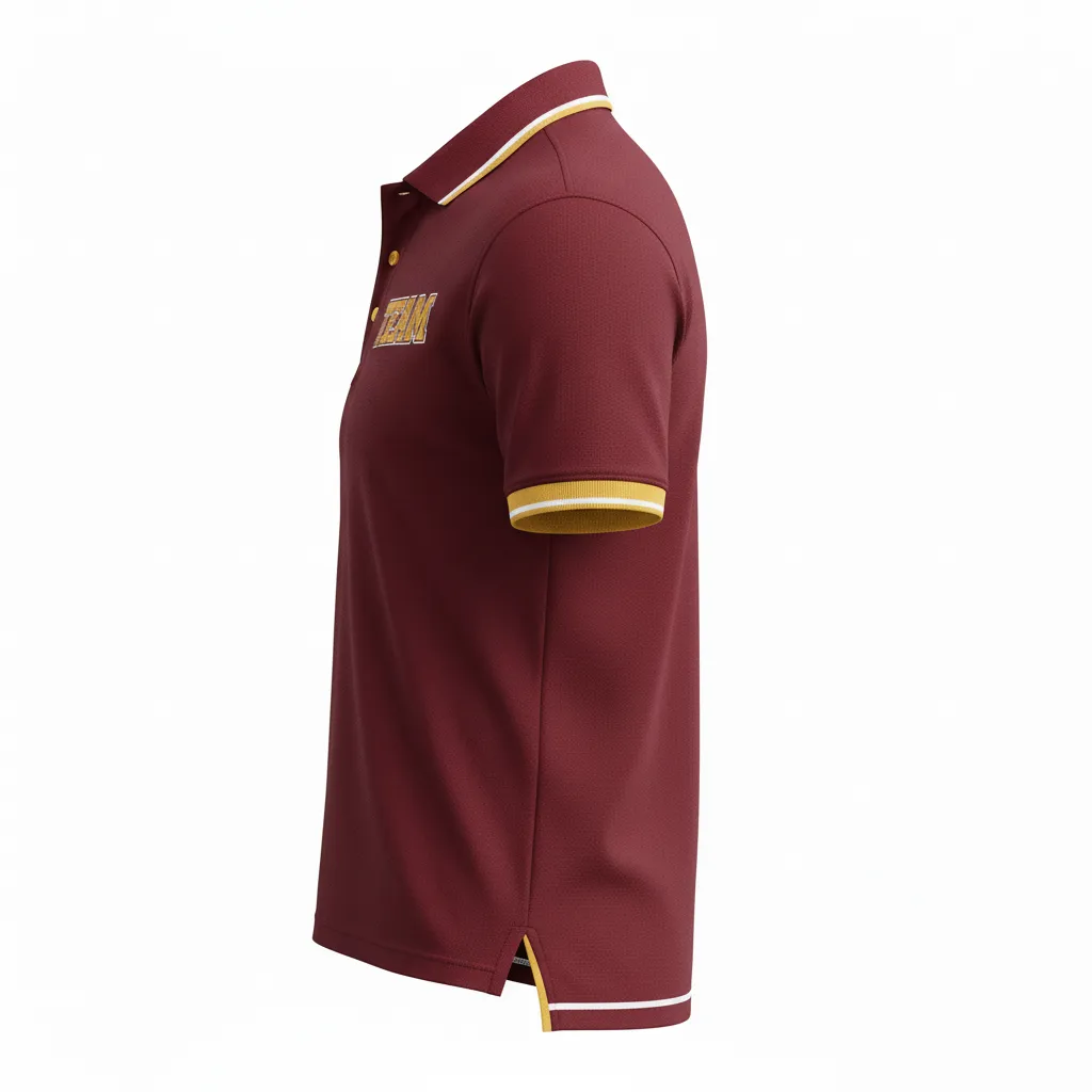 Custom Rugby Polo Shirt - Burgundy, Gold, White - Vegas - Side View - Kinexa Sportswear