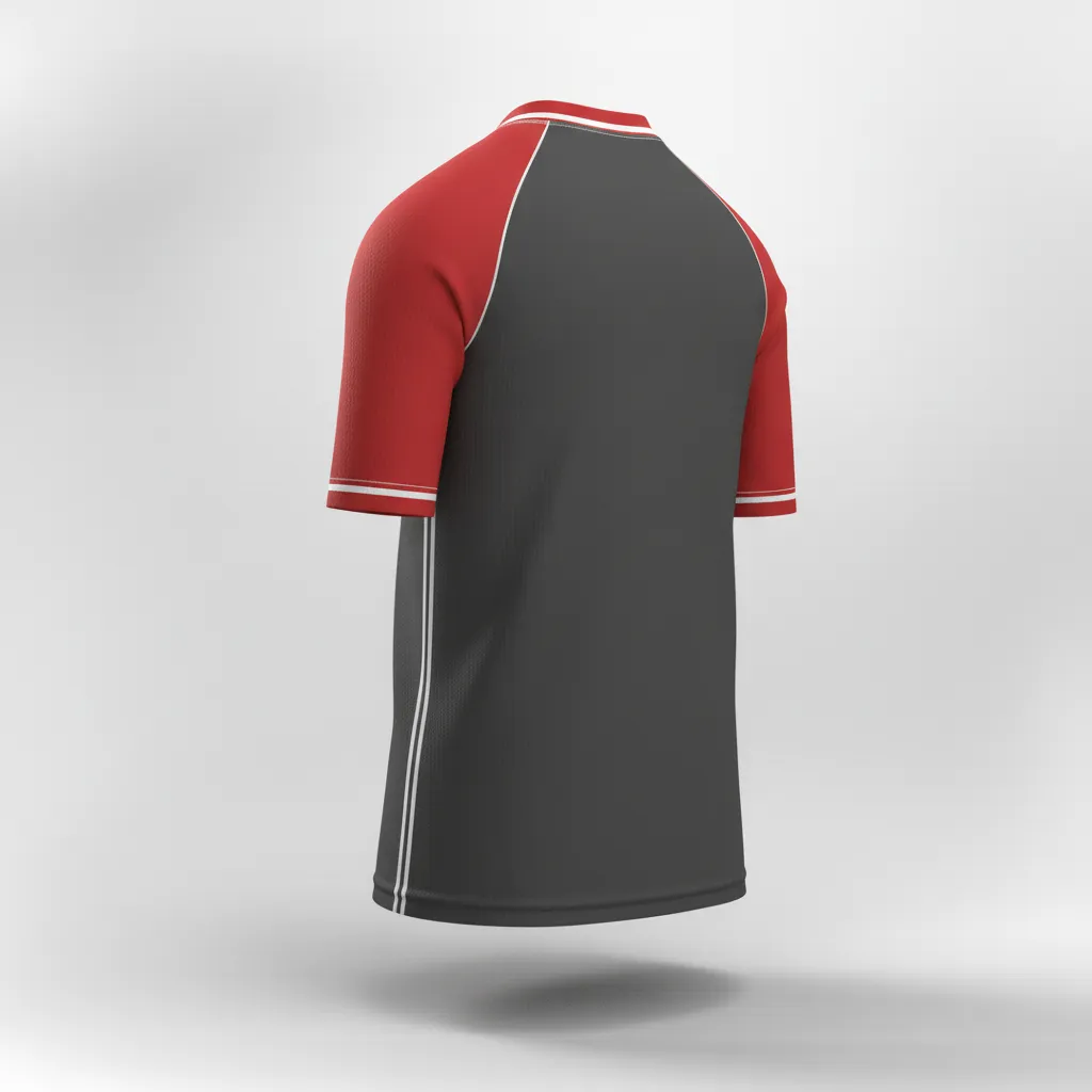 Custom Rugby Practice Jersey - Red, White - All Blacks Athletic - Back View - Kinexa Sportswear