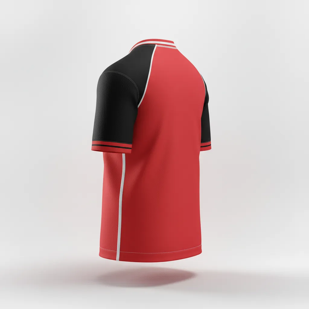 Custom Rugby Practice Jersey - Red, White - Athletic All Blacks - Back View - Kinexa Sportswear