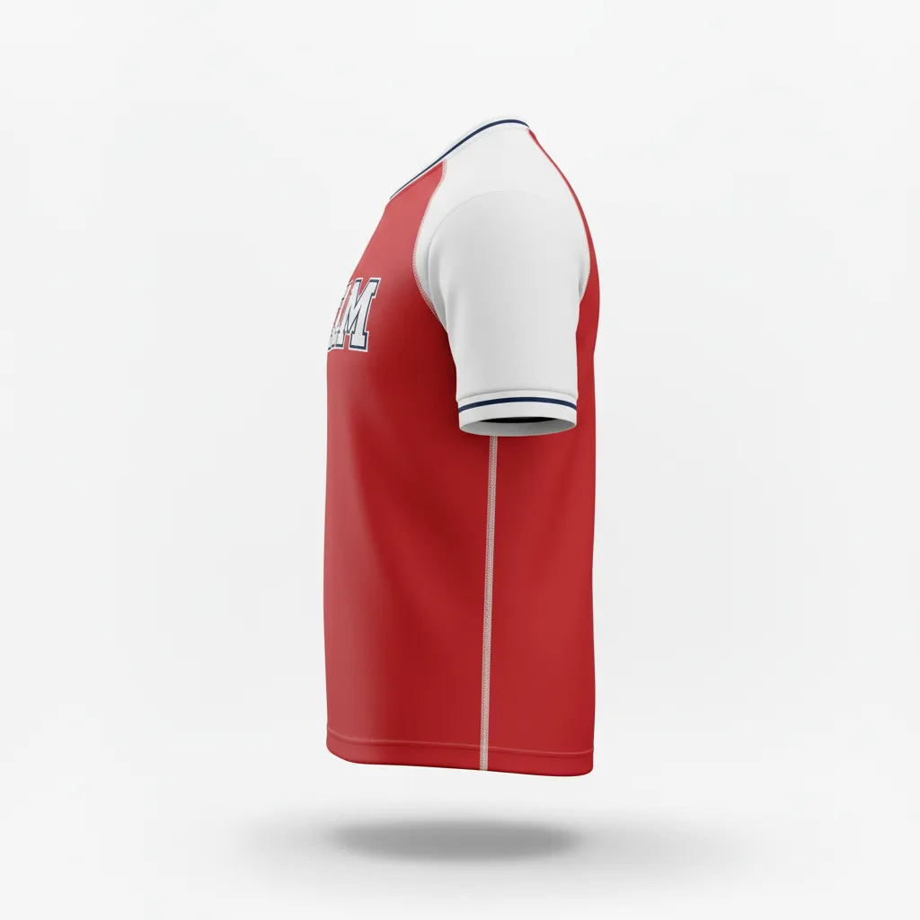 Custom Rugby Practice Jersey - Red, White, Navy - Athletic - Side View - Kinexa Sportswear