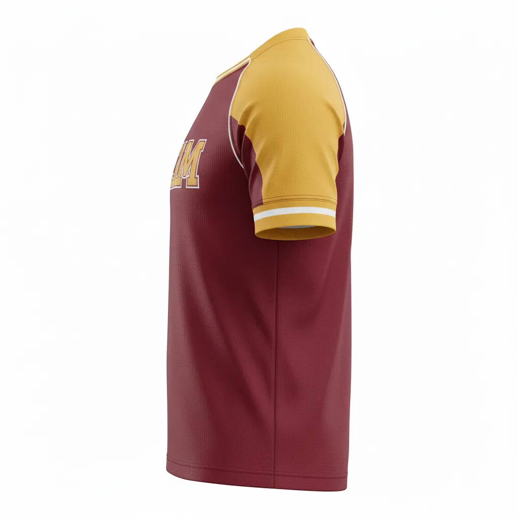 Custom Rugby Practice Jersey - Burgundy, Gold, White - Vegas - Side View - Kinexa Sportswear