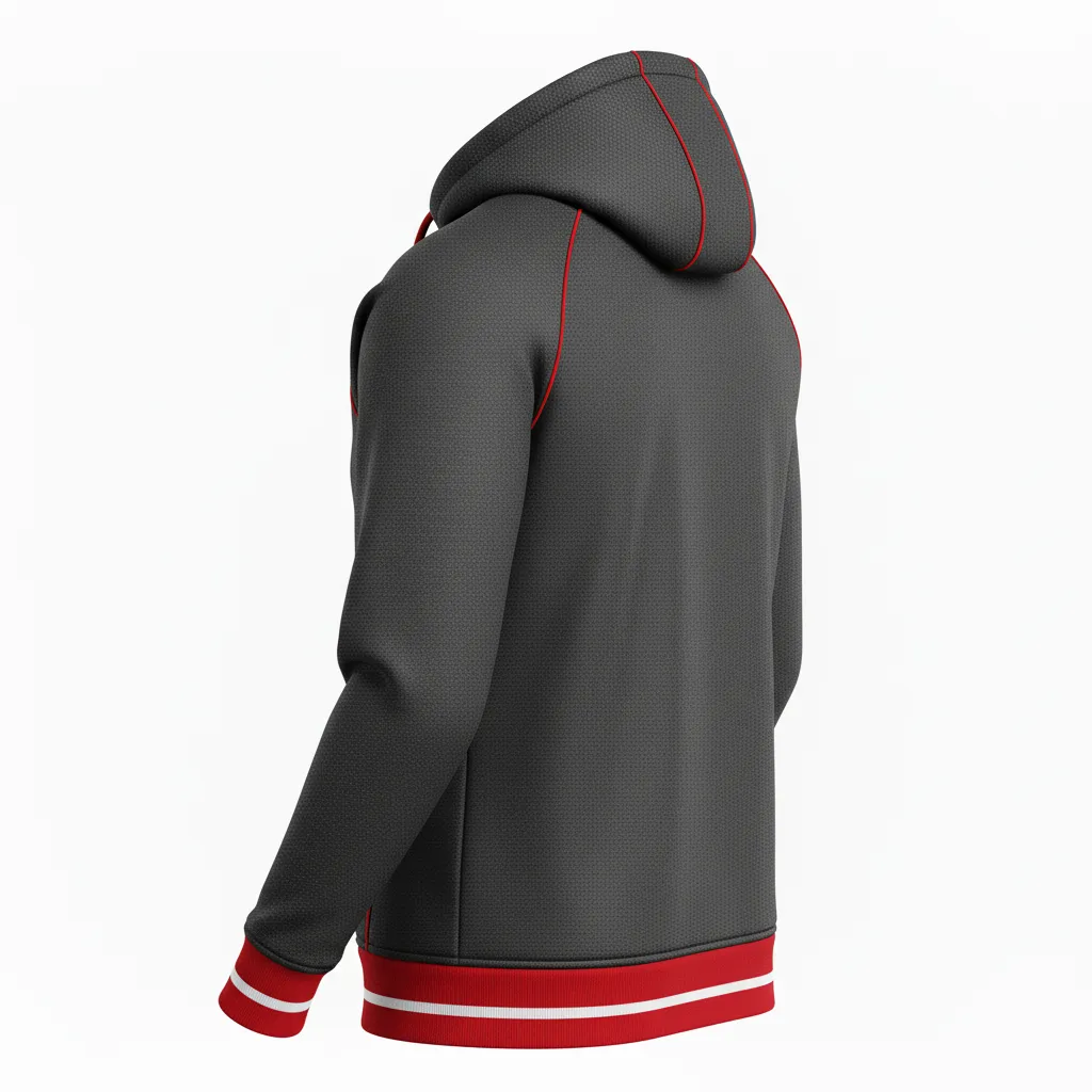 Custom Rugby Pullover Hoodie - Red, White - All Blacks Athletic - Back View - Kinexa Sportswear