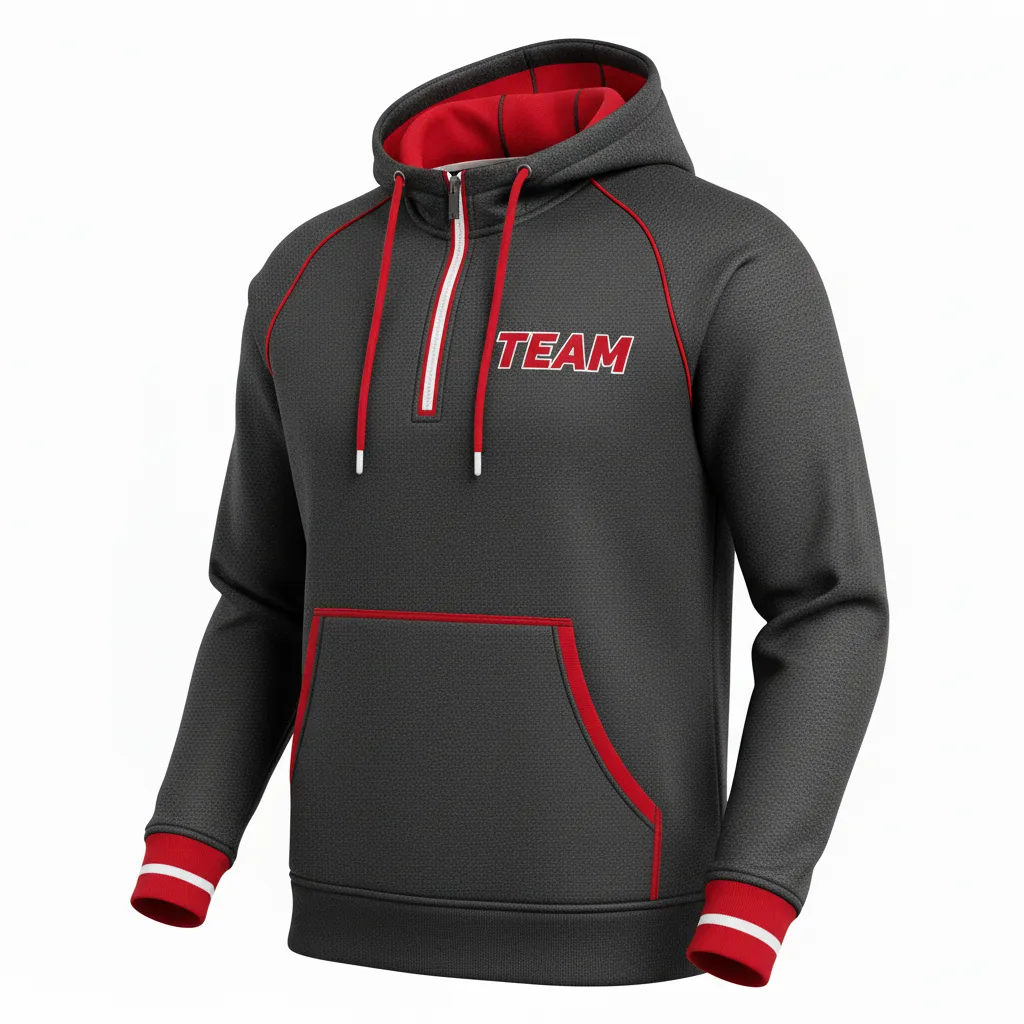 Custom Rugby Pullover Hoodie - Red, White - All Blacks Athletic - Front View - Kinexa Sportswear