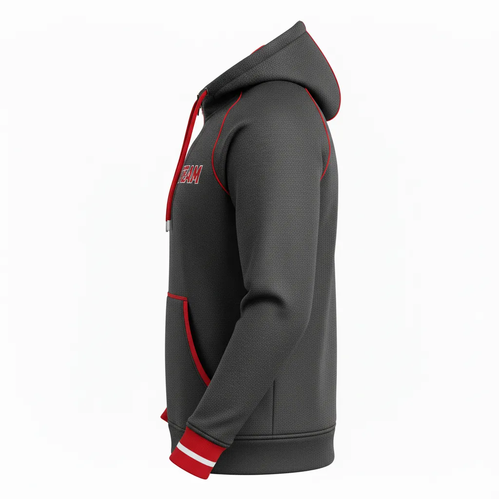 Custom Rugby Pullover Hoodie - Red, White - All Blacks Athletic - Side View - Kinexa Sportswear