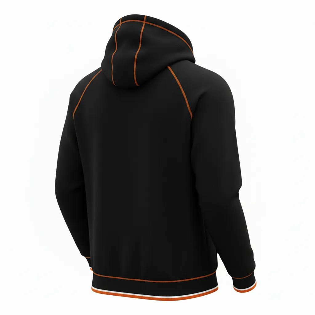 Custom Rugby Pullover Hoodie - Orange, White - All Blacks - Back View - Kinexa Sportswear