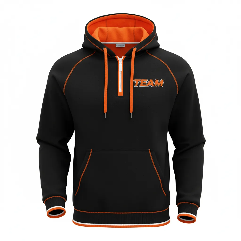 Custom Rugby Pullover Hoodie - Orange, White - All Blacks - Front View - Kinexa Sportswear