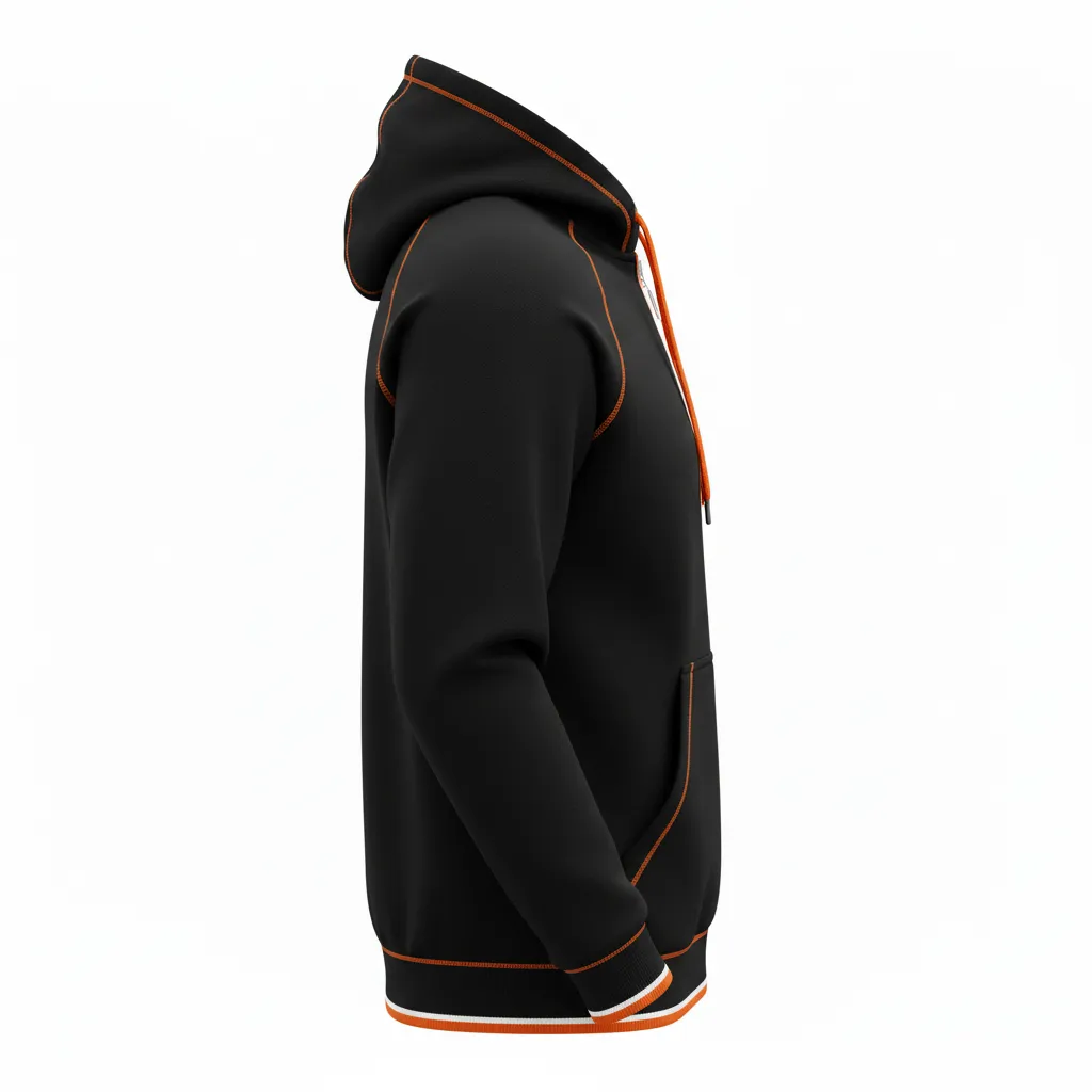 Custom Rugby Pullover Hoodie - Orange, White - All Blacks - Side View - Kinexa Sportswear