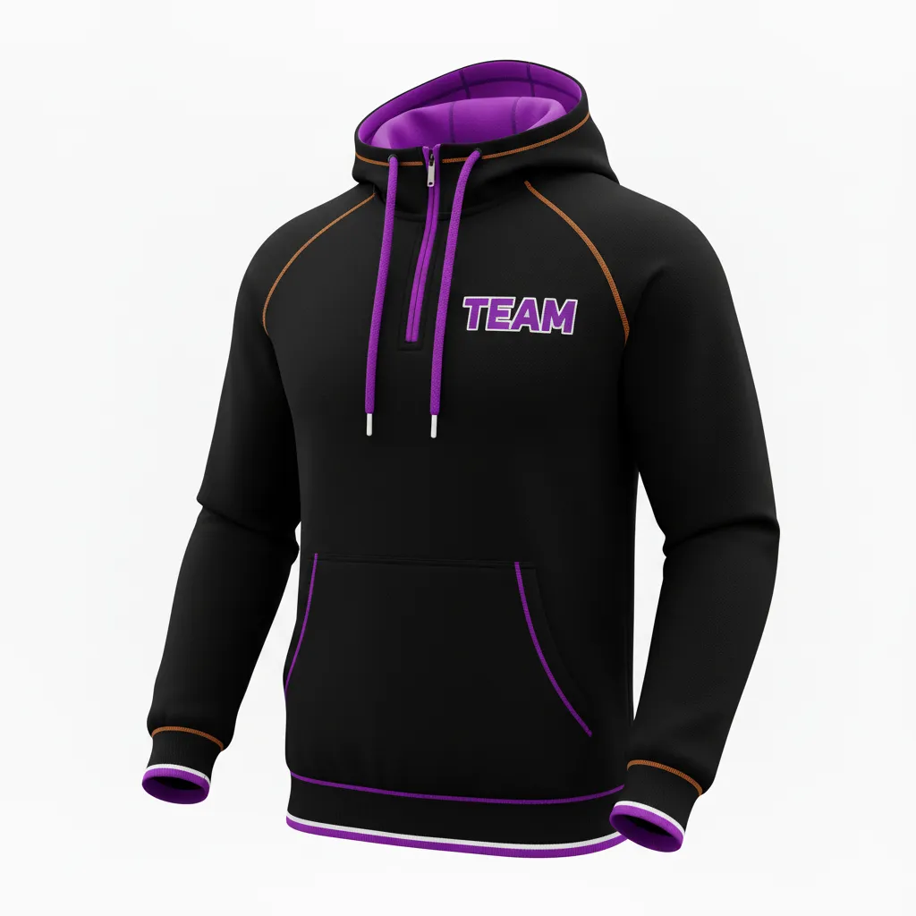 Custom Rugby Pullover Hoodie - Purple, White - All Blacks - Front View - Kinexa Sportswear