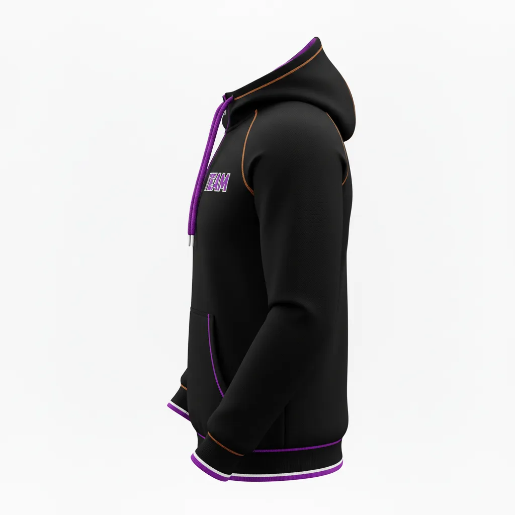 Custom Rugby Pullover Hoodie - Purple, White - All Blacks - Side View - Kinexa Sportswear