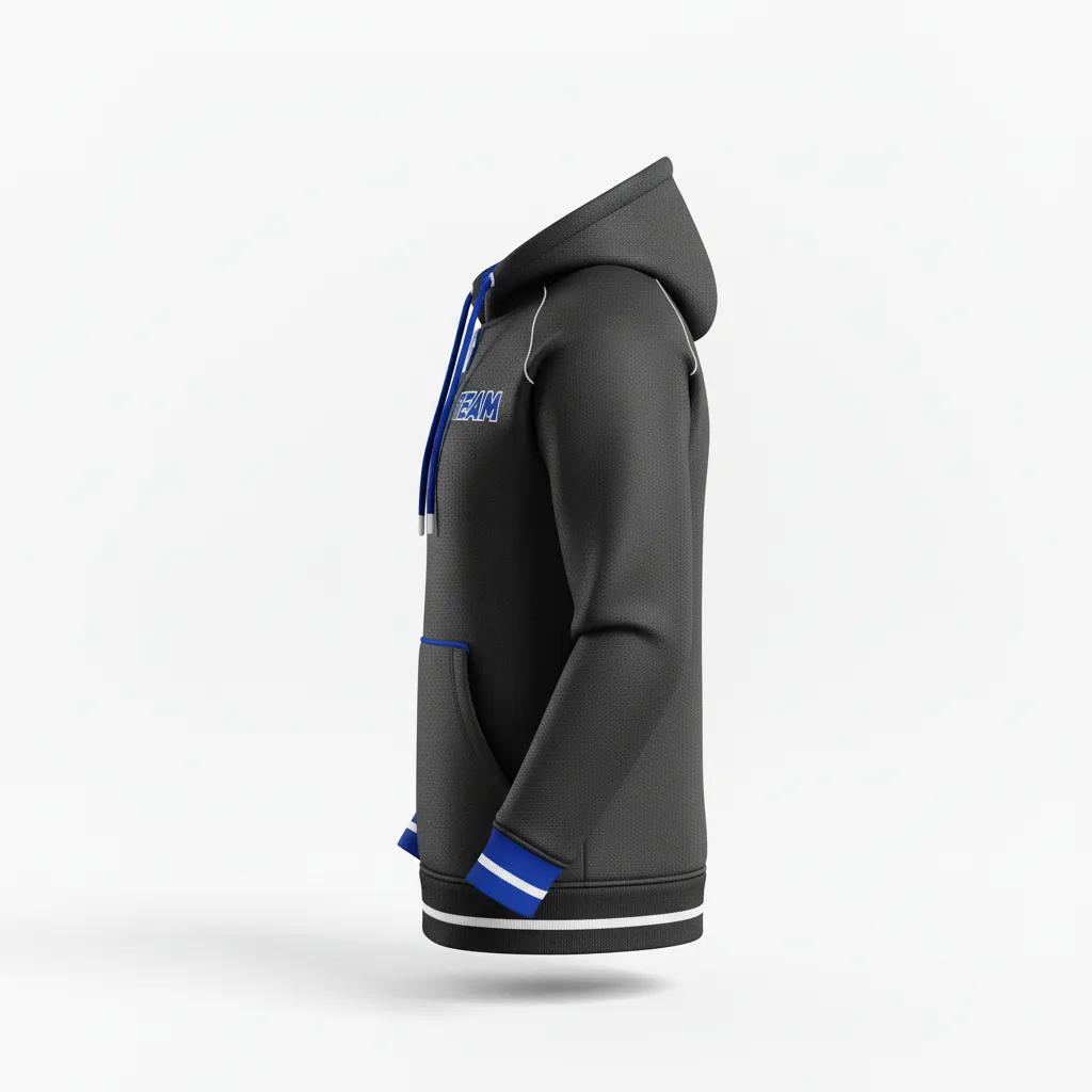 Custom Rugby Pullover Hoodie - Blue, White - All Blacks Royal - Side View - Kinexa Sportswear