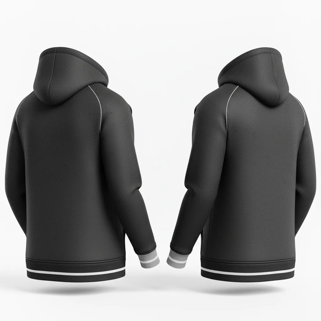 Custom Rugby Pullover Hoodie - Silver, White - All Blacks - Back View - Kinexa Sportswear