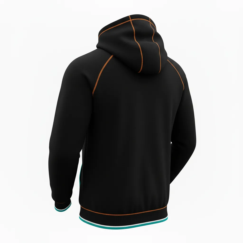 Custom Rugby Pullover Hoodie - Teal, White - All Blacks - Back View - Kinexa Sportswear