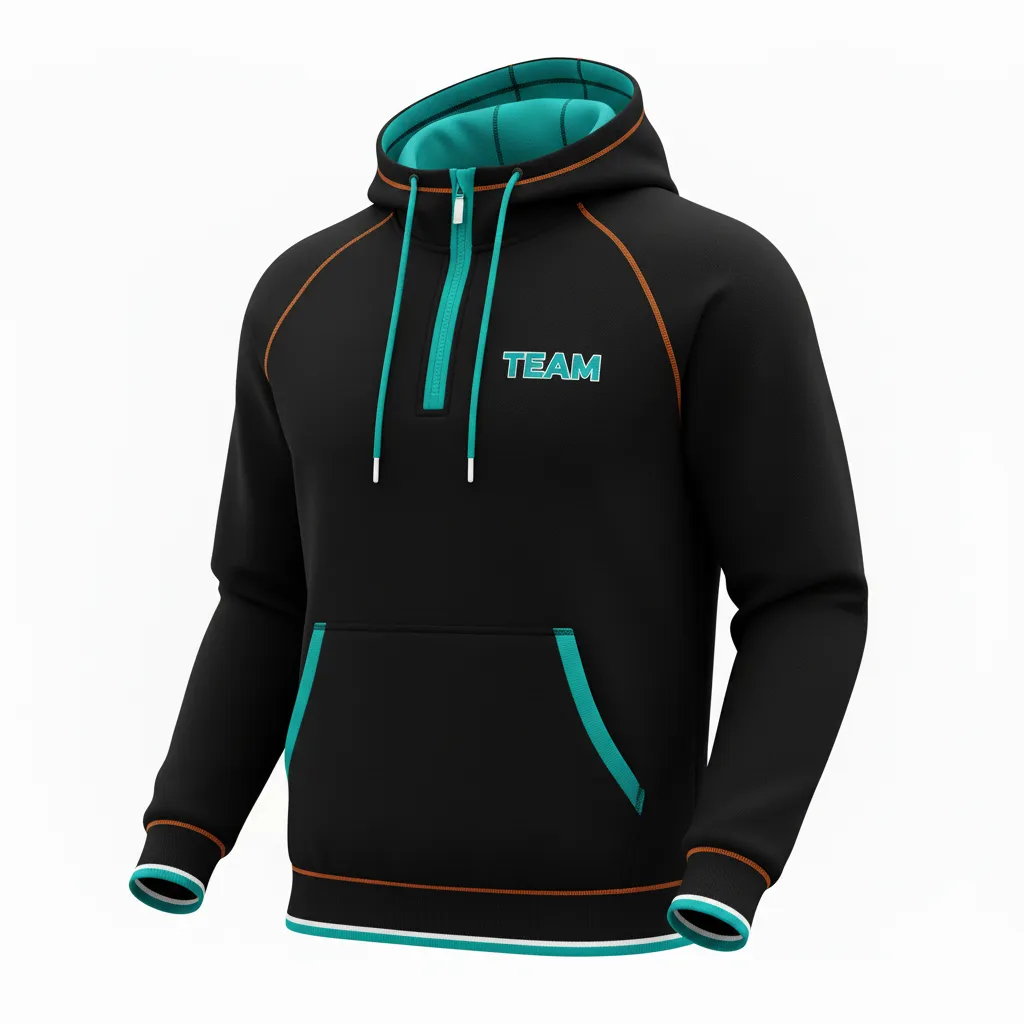 Custom Rugby Pullover Hoodie - Teal, White - All Blacks - Front View - Kinexa Sportswear
