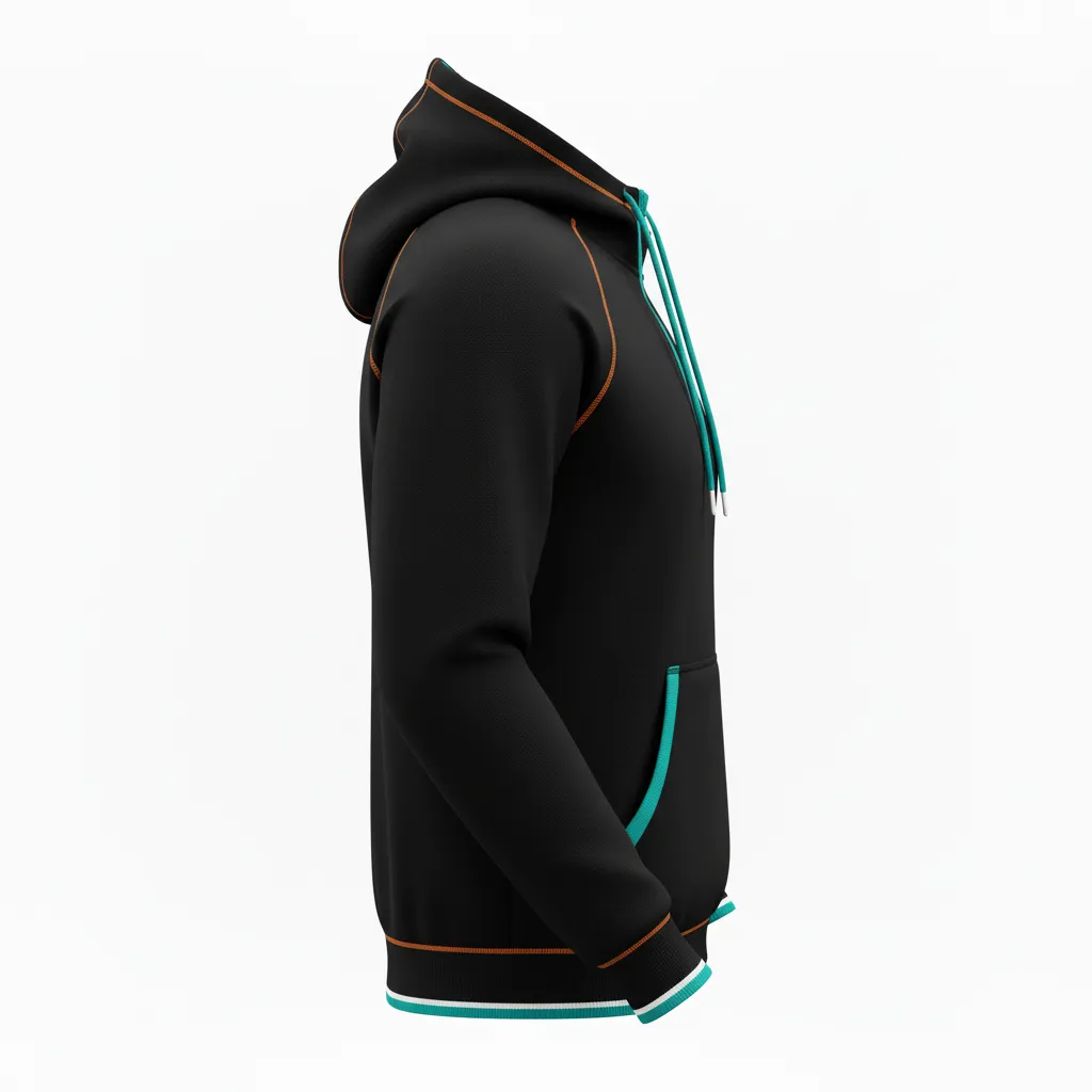 Custom Rugby Pullover Hoodie - Teal, White - All Blacks - Side View - Kinexa Sportswear
