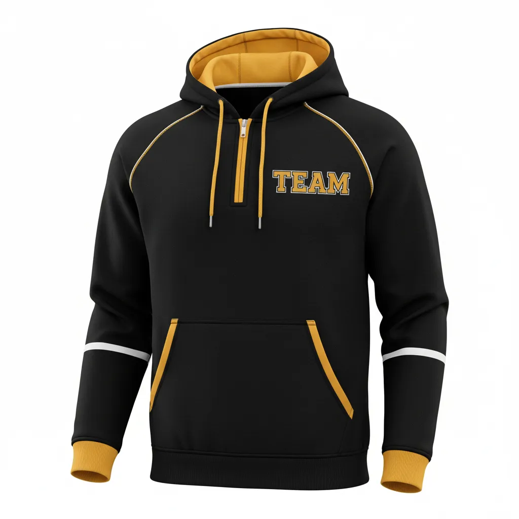 Custom Rugby Pullover Hoodie - Gold, White - All Blacks Vegas - Front View - Kinexa Sportswear