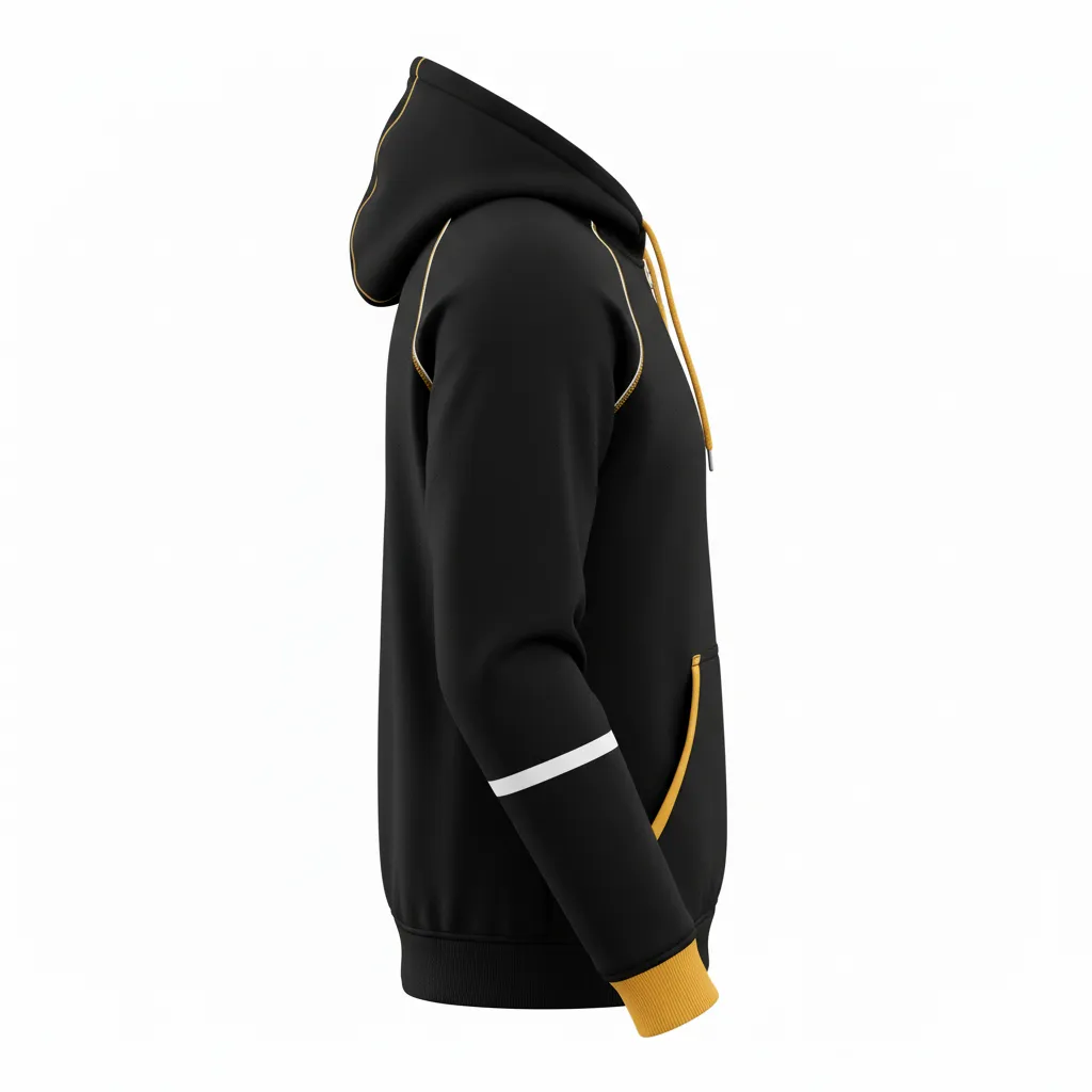 Custom Rugby Pullover Hoodie - Gold, White - All Blacks Vegas - Side View - Kinexa Sportswear