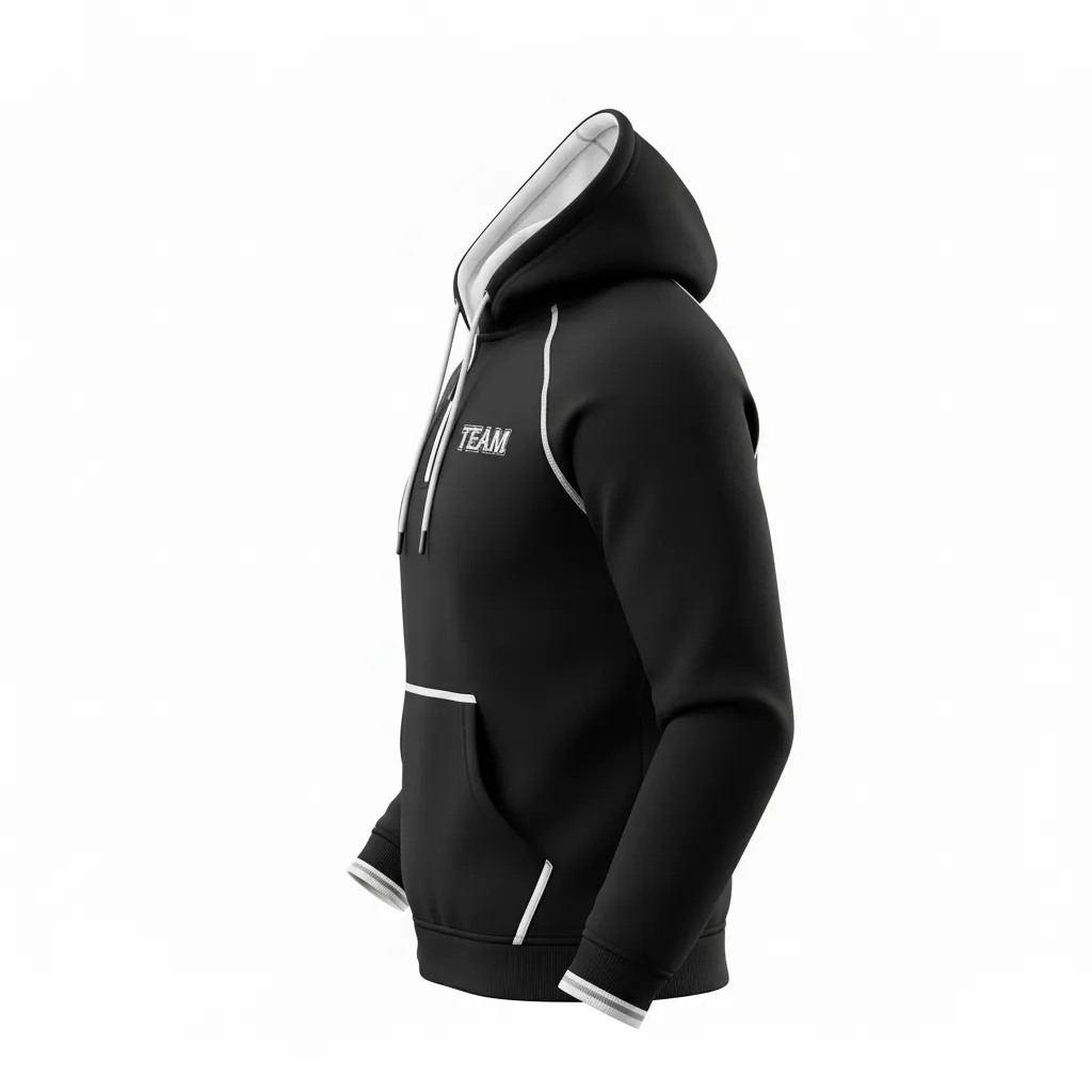 Custom Rugby Pullover Hoodie - White, Silver - All Blacks - Side View - Kinexa Sportswear