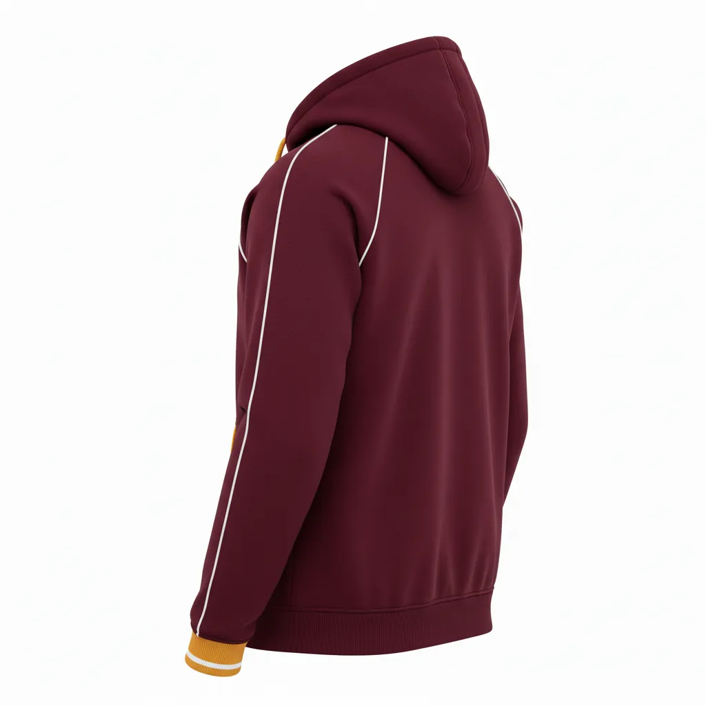 Custom Rugby Pullover Hoodie - Burgundy, Gold, White - Vegas - Back View - Kinexa Sportswear