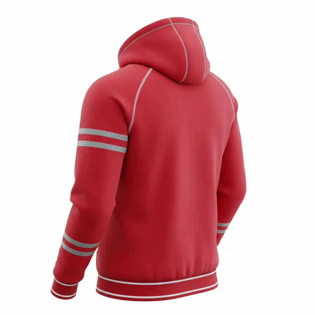 Custom Rugby Pullover Hoodie - White, Silver - Cardinal - Back View - Kinexa Sportswear