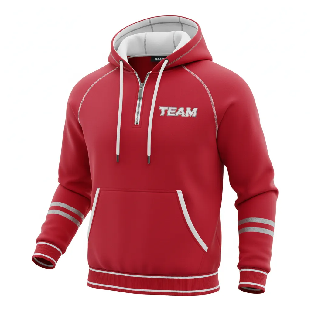 Custom Rugby Pullover Hoodie - White, Silver - Cardinal - Front View - Kinexa Sportswear