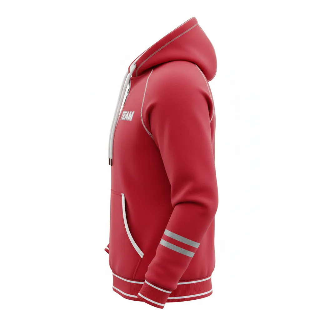 Custom Rugby Pullover Hoodie - White, Silver - Cardinal - Side View - Kinexa Sportswear