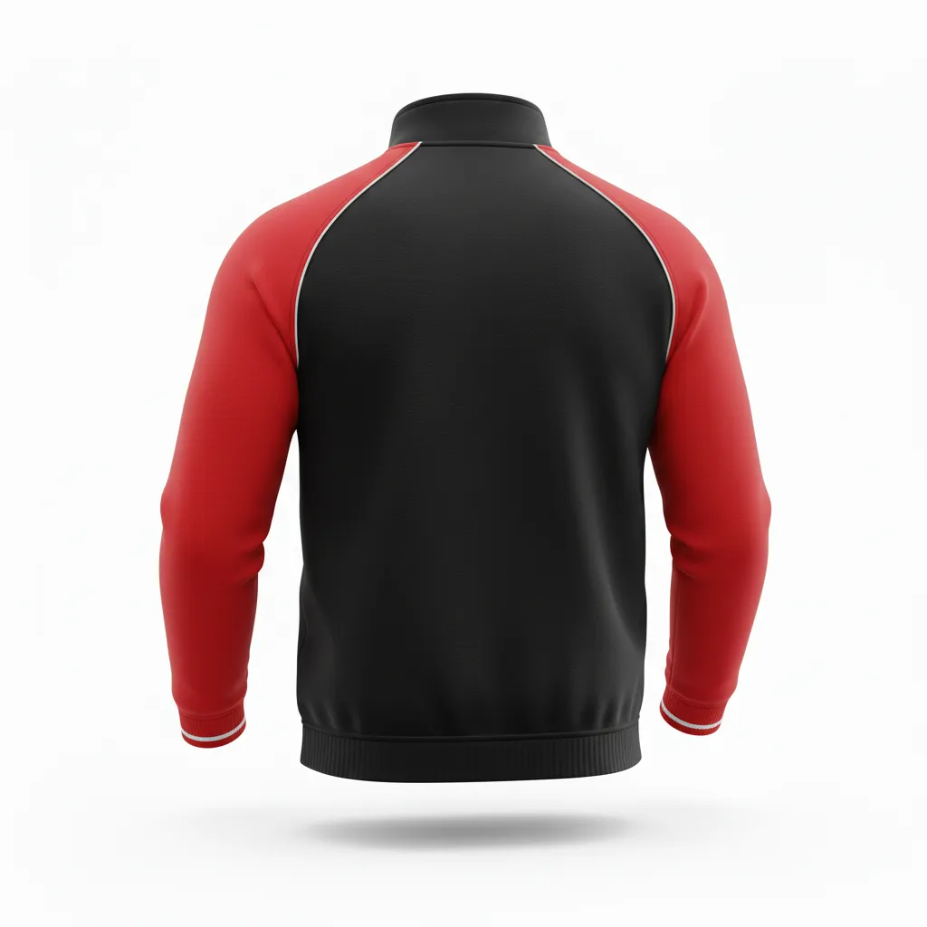 Custom Rugby Quarter Zipper Pullover - Red, White - All Blacks Athletic - Back View - Kinexa Sportswear