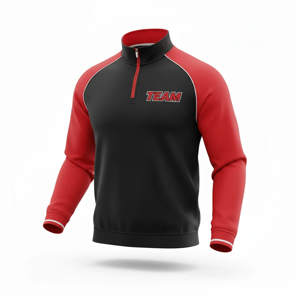 Custom Rugby Quarter Zipper Pullover - Red, White - All Blacks Athletic - Side View - Kinexa Sportswear