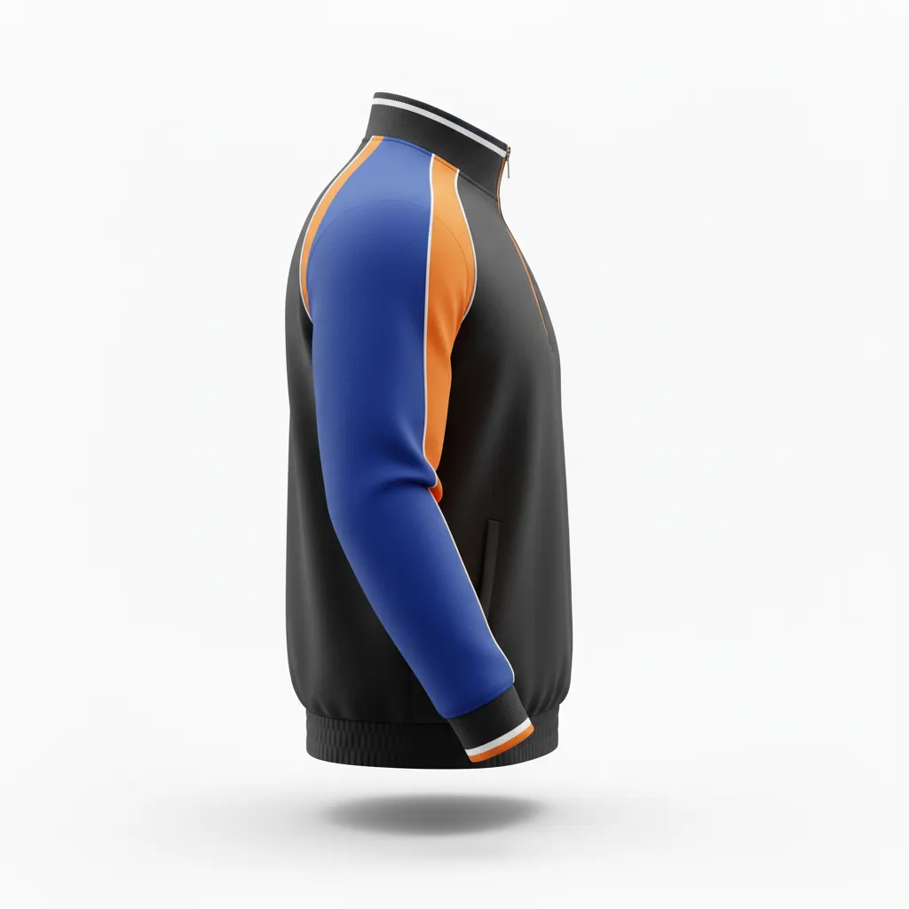 Custom Rugby Quarter Zipper Pullover - Orange, White - All Blacks - Side View - Kinexa Sportswear