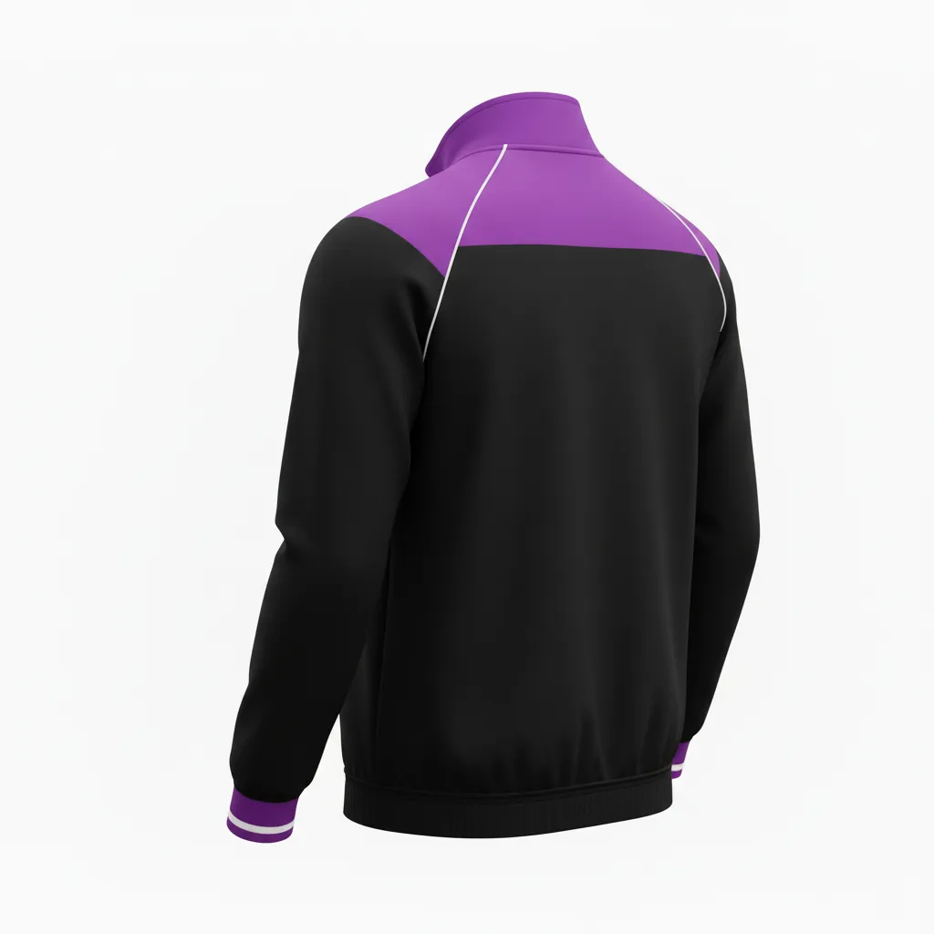 Custom Rugby Quarter Zipper Pullover - Purple, White - All Blacks - Back View - Kinexa Sportswear