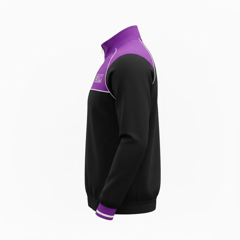 Custom Rugby Quarter Zipper Pullover - Purple, White - All Blacks - Side View - Kinexa Sportswear