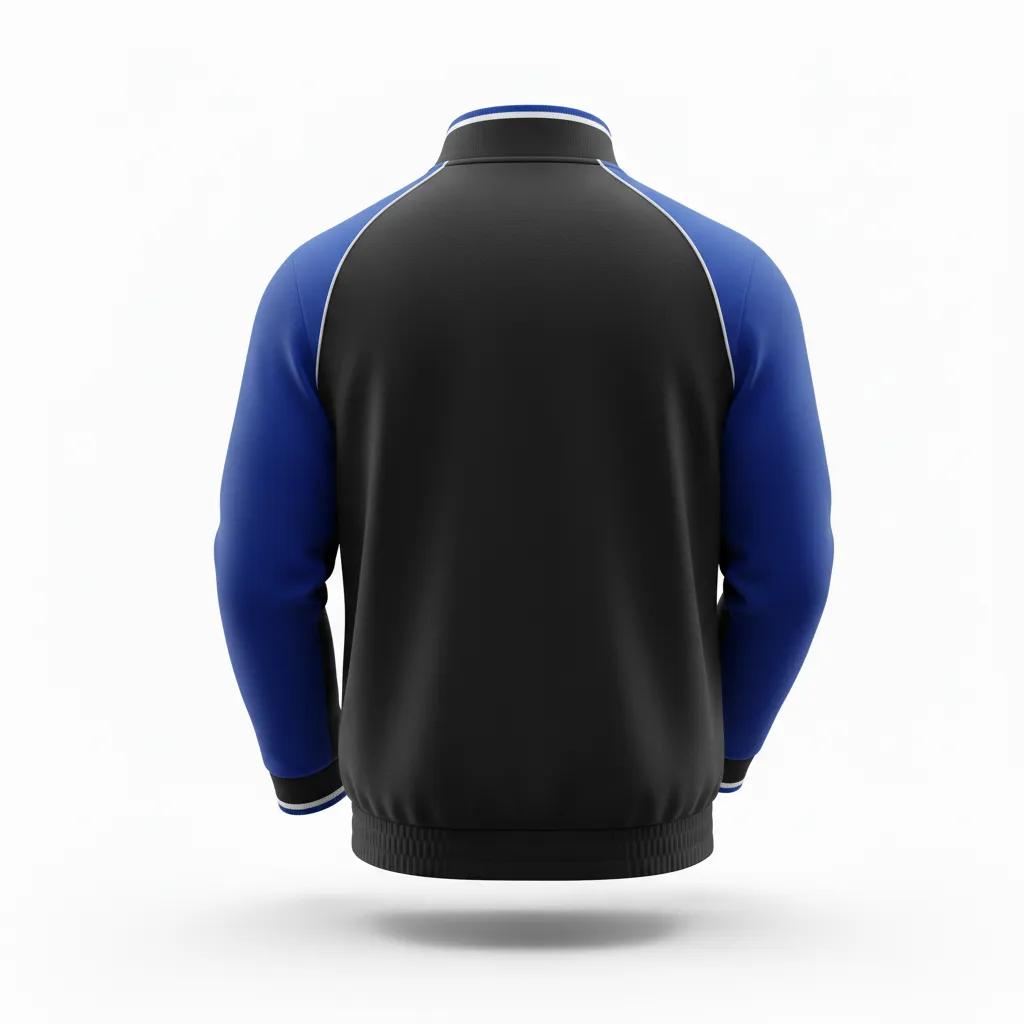 Custom Rugby Quarter Zipper Pullover - Blue, White - All Blacks Royal - Back View - Kinexa Sportswear