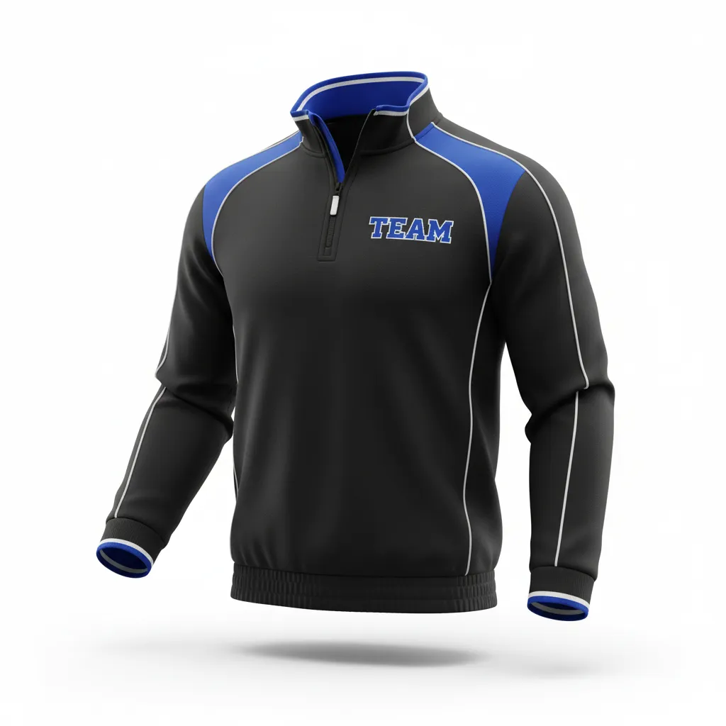 Custom Rugby Quarter Zipper Pullover - Blue, White - All Blacks Royal - Front View - Kinexa Sportswear