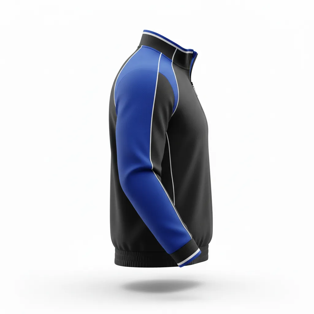 Custom Rugby Quarter Zipper Pullover - Blue, White - All Blacks Royal - Side View - Kinexa Sportswear