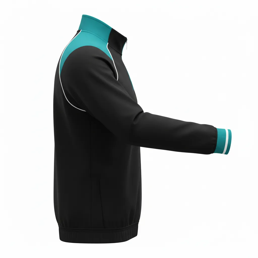 Custom Rugby Quarter Zipper Pullover - Teal, White - All Blacks - Side View - Kinexa Sportswear