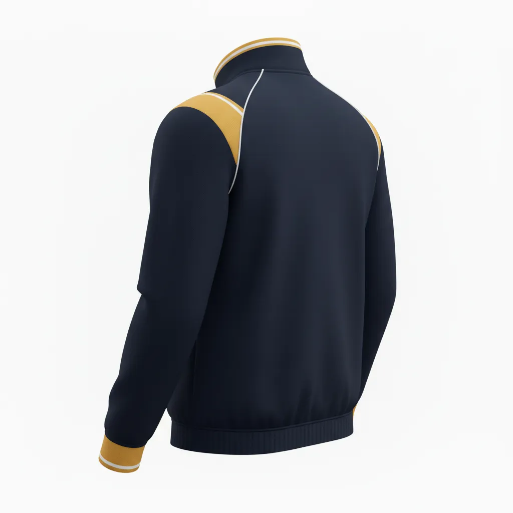 Custom Rugby Quarter Zipper Pullover - Gold, White - All Blacks Vegas - Back View - Kinexa Sportswear