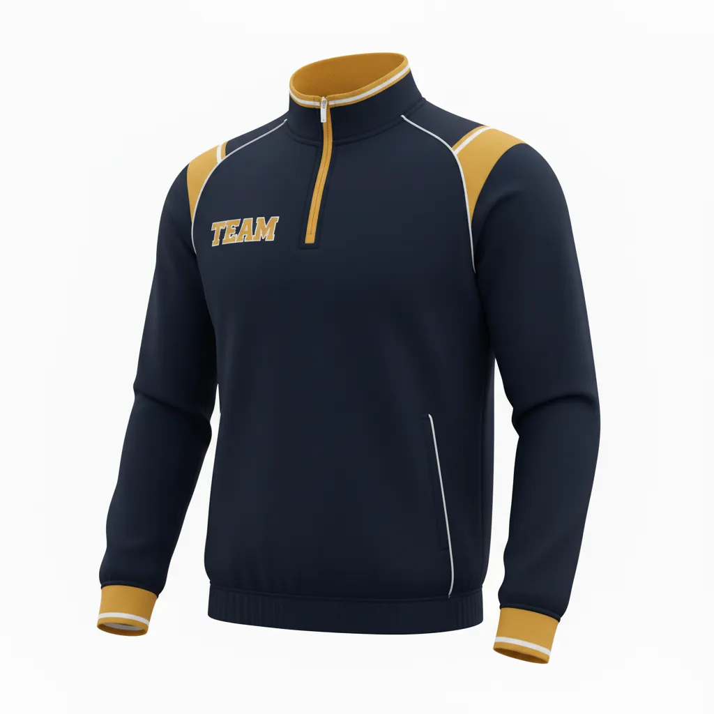 Custom Rugby Quarter Zipper Pullover - Gold, White - All Blacks Vegas - Front View - Kinexa Sportswear