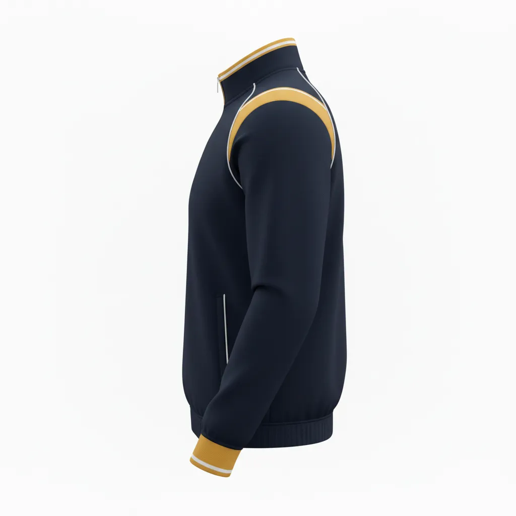Custom Rugby Quarter Zipper Pullover - Gold, White - All Blacks Vegas - Side View - Kinexa Sportswear
