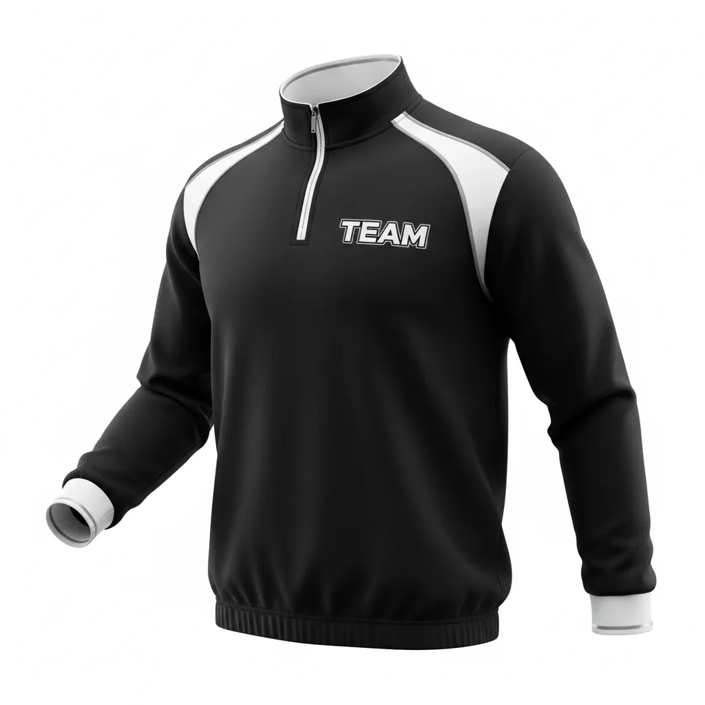 Custom Rugby Quarter Zipper Pullover - White, Silver - All Blacks - Front View - Kinexa Sportswear