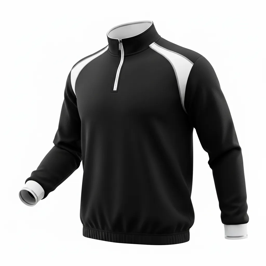 Custom Rugby Quarter Zipper Pullover - White, Silver - All Blacks - Side View - Kinexa Sportswear