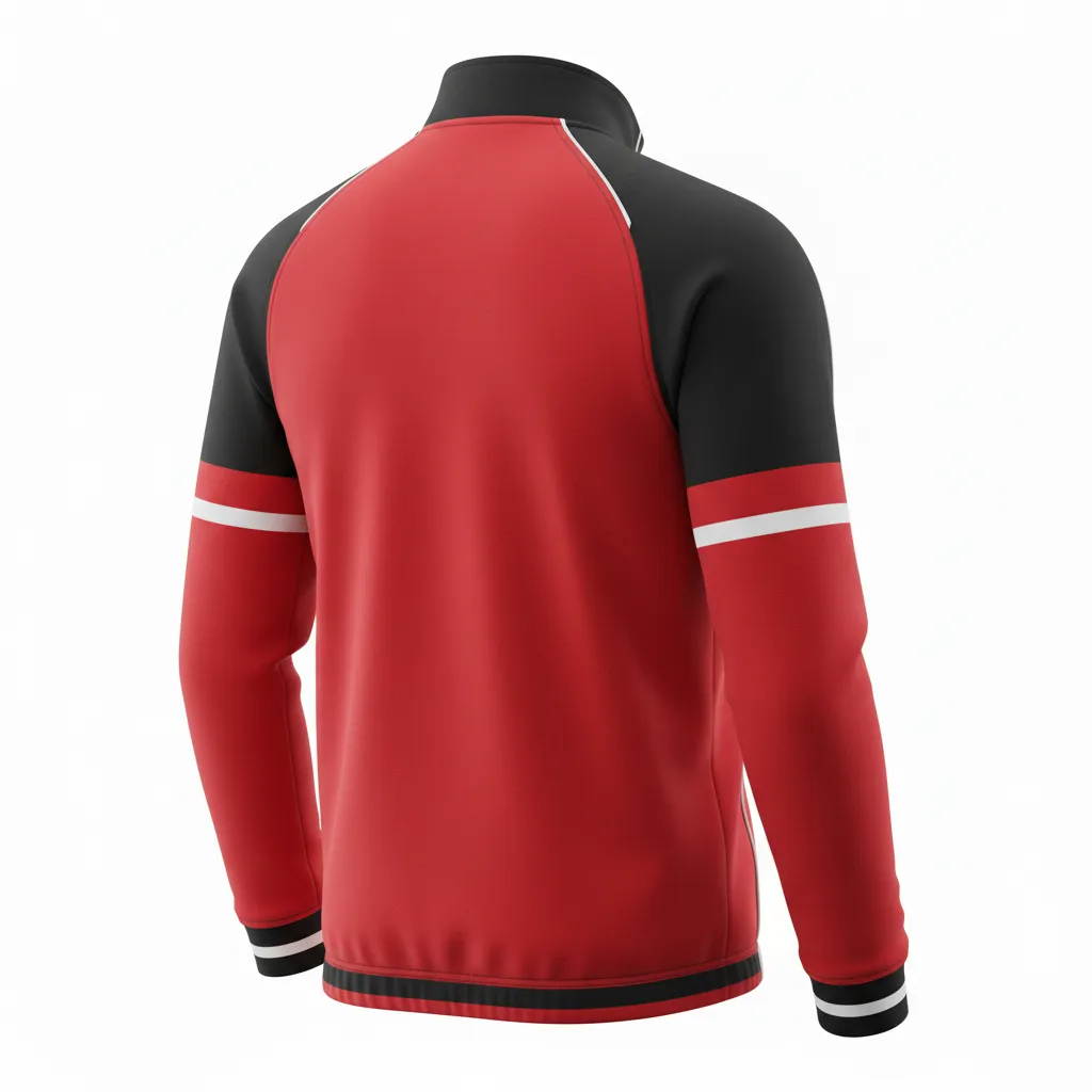 Custom Rugby Quarter Zipper Pullover - Red, White - Athletic All Blacks - Back View - Kinexa Sportswear